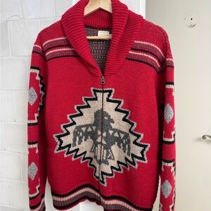 Faherty Red and Black Knit Sweater